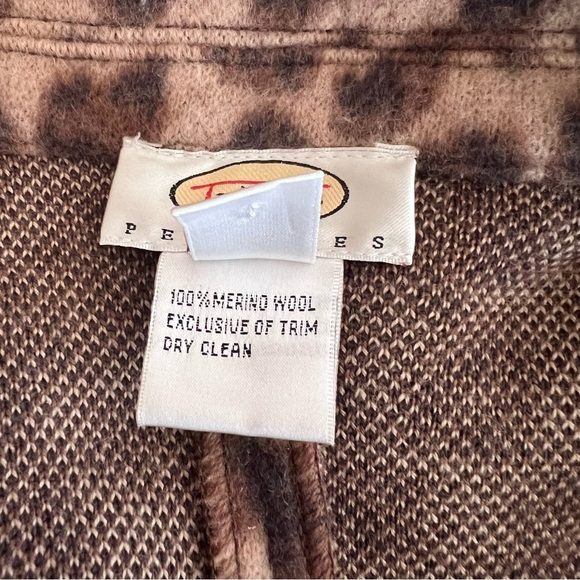 90s Y2K Talbots 100% Merino Wool Leopard Print Cardigan Jacket SZ Petite - Picture 11 of 11